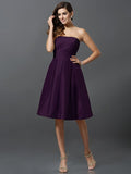 A-Line/Princess Strapless Sleeveless Short Taffeta Bridesmaid Dresses TPP0005359