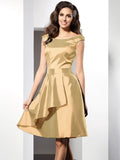 A-Line/Princess Scoop Sleeveless Short Taffeta Bridesmaid Dresses TPP0005546