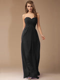 Sheath/Column Sweetheart Sleeveless Long Beading Ruffles Chiffon Bridesmaid Dresses TPP0005772