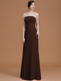 A-Line/Princess Strapless Sleeveless Floor-Length Ruched Chiffon Bridesmaid Dresses TPP0005696