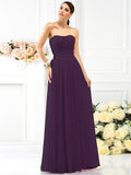 A-Line/Princess Strapless Pleats Sleeveless Long Chiffon Bridesmaid Dresses TPP0005054