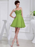 A-Line/Princess Beading Sweetheart Sleeveless Applique Elastic Woven Satin Organza Bridesmaid Dresses TPP0005651