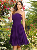 A-Line/Princess Strapless Pleats Sleeveless Short Chiffon Bridesmaid Dresses TPP0005323