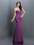 Trumpet/Mermaid Sweetheart Pleats Sleeveless Long Chiffon Bridesmaid Dresses TPP0005371