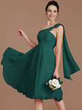 A-Line/Princess One-Shoulder Sleeveless Ruched Short/Mini Chiffon Bridesmaid Dresses TPP0005025