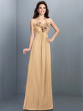 A-Line/Princess Halter Hand-Made Flower Sleeveless Long Chiffon Bridesmaid Dresses TPP0005807