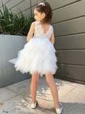 A-Line/Princess Tulle Lace Scoop Sleeveless Short/Mini Flower Girl Dresses TPP0007487