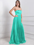 A-Line/Princess Strapless Sleeveless Ruffles Long Chiffon Bridesmaid Dresses TPP0005555