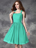 A-line/Princess Straps Ruffles Sleeveless Short Chiffon Bridesmaid Dresses TPP0005517