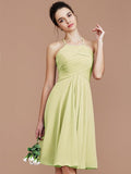 A-Line/Princess Halter Sleeveless Ruched Short/Mini Chiffon Bridesmaid Dresses TPP0005152