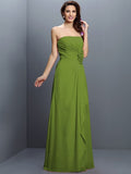 A-Line/Princess Strapless Hand-Made Flower Sleeveless Long Chiffon Bridesmaid Dresses TPP0005617