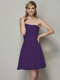 A-Line/Princess Strapless Sleeveless Pleats Applique Short Chiffon Bridesmaid Dresses TPP0005739