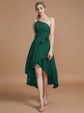 A-Line/Princess One-Shoulder Sleeveless Layers Asymmetrical Chiffon Bridesmaid Dresses TPP0005056