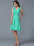 A-Line/Princess Straps Sleeveless Pleats Short Chiffon Bridesmaid Dresses TPP0005641