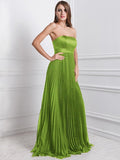 A-Line/Princess Strapless Sleeveless Ruffles Long Chiffon Bridesmaid Dresses TPP0005555