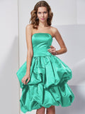 A-Line/Princess Strapless Sleeveless Short Satin Bridesmaid Dresses TPP0005227