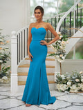 Trumpet/Mermaid Stretch Crepe Ruffles Strapless Sleeveless Sweep/Brush Train Bridesmaid Dresses TPP0004906