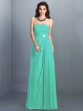 A-Line/Princess Strapless Rhinestone Sleeveless Long Chiffon Bridesmaid Dresses TPP0005471