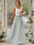 A-Line/Princess Chiffon Ruffles Scoop Sleeveless Floor-Length Bridesmaid Dresses TPP0004949