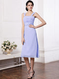 Sheath/Column Straps Sleeveless Sash Pleats Short Chiffon Bridesmaid Dresses TPP0005805