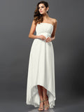 A-Line/Princess Strapless Sleeveless High Low Chiffon Bridesmaid Dresses TPP0005340