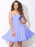 A-Line/Princess Sweetheart Ruffles Sleeveless Short Chiffon Bridesmaid Dresses TPP0005699