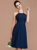 A-Line/Princess Halter Sleeveless Ruched Short/Mini Chiffon Bridesmaid Dresses TPP0005152