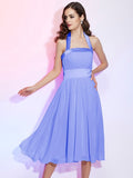 A-Line/Princess Halter Sleeveless Pleats Short Chiffon Bridesmaid Dresses TPP0005106