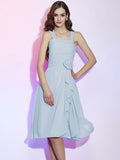 A-Line/Princess Straps Sleeveless Pleats Applique Short Chiffon Bridesmaid Dresses TPP0005629