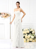 A-Line/Princess Strapless Pleats Sleeveless Long Chiffon Bridesmaid Dresses TPP0005490