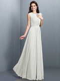 A-Line/Princess High Neck Pleats Sleeveless Long Chiffon Bridesmaid Dresses TPP0005354