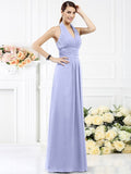 A-Line/Princess Halter Pleats Sleeveless Long Chiffon Bridesmaid Dresses TPP0005502