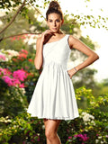 A-Line/Princess One-Shoulder Pleats Sleeveless Short Chiffon Bridesmaid Dresses TPP0005388