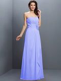 A-Line/Princess Strapless Hand-Made Flower Sleeveless Long Chiffon Bridesmaid Dresses TPP0005617