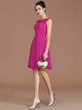 A-Line/Princess Bateau Sleeveless Lace Short/Mini Chiffon Bridesmaid Dresses TPP0005679