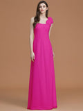 A-Line/Princess One-Shoulder Sleeveless Floor-Length Hand-Made Flower Chiffon Bridesmaid Dresses TPP0005865