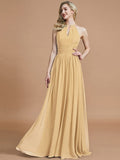 A-Line/Princess Chiffon Scoop Sleeveless Floor-Length Bridesmaid Dresses TPP0005219