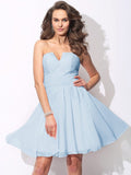 A-Line/Princess Sweetheart Ruffles Sleeveless Short Chiffon Bridesmaid Dresses TPP0005699