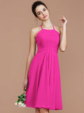 A-Line/Princess Halter Sleeveless Ruched Short/Mini Chiffon Bridesmaid Dresses TPP0005152