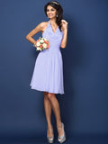 A-Line/Princess Halter Pleats Bowknot Sleeveless Short Chiffon Bridesmaid Dresses TPP0005822