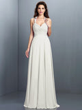 A-Line/Princess Halter Pleats Sleeveless Long Chiffon Bridesmaid Dresses TPP0005390