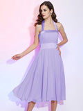 A-Line/Princess Halter Sleeveless Pleats Short Chiffon Bridesmaid Dresses TPP0005106