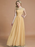 A-Line/Princess Scoop Sleeveless Floor-Length Chiffon Bridesmaid Dresses TPP0005421