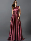 A-Line/Princess Pleats Sleeveless Long Silk like Satin Bridesmaid Dresses TPP0004905