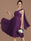 A-Line/Princess One-Shoulder Sleeveless Ruched Short/Mini Chiffon Bridesmaid Dresses TPP0005025