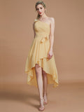 A-Line/Princess One-Shoulder Sleeveless Layers Asymmetrical Chiffon Bridesmaid Dresses TPP0005056