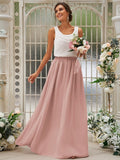 A-Line/Princess Chiffon Ruffles Scoop Sleeveless Floor-Length Bridesmaid Dresses TPP0004949