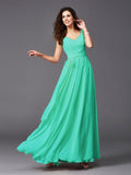 A-Line/Princess Straps Sash/Ribbon/Belt Sleeveless Long Chiffon Bridesmaid Dresses TPP0005143