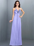 A-Line/Princess Halter Hand-Made Flower Sleeveless Long Chiffon Bridesmaid Dresses TPP0005807