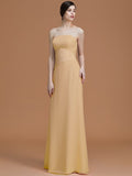 A-Line/Princess Strapless Sleeveless Floor-Length Ruched Chiffon Bridesmaid Dresses TPP0005696